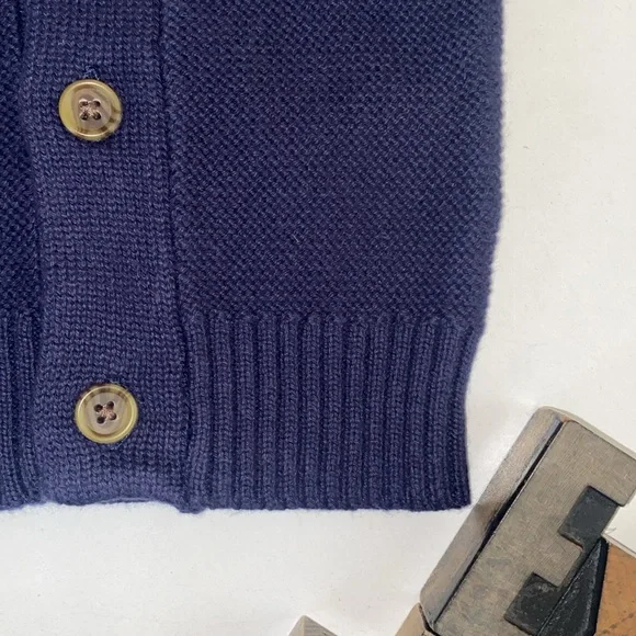 🆕HOPE & HENRY Infant Organic Navy Shawl Collar/Elbow Patches Cardigan Sweater - Picture 5 of 10